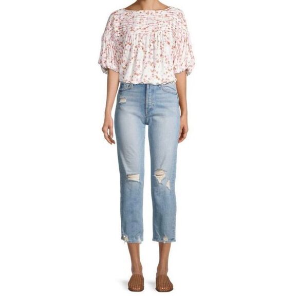 Free People Dessa Lightweight Wide Collar Woven Floral Bodysuit Women's XS - Picture 1 of 15